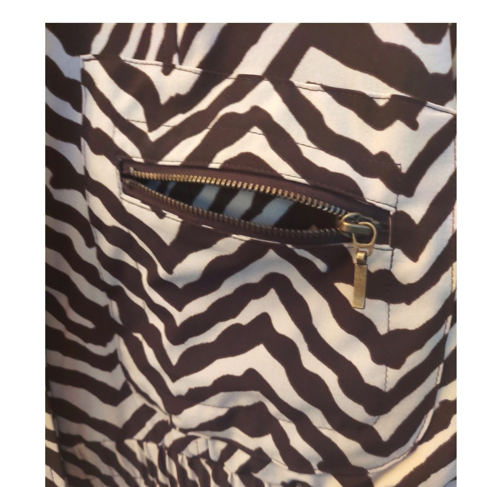 Chicos Zenergy Chic Zebra Print Y2K Revival Jacket Brown Cream Snap Front 1 M - Picture 6 of 8